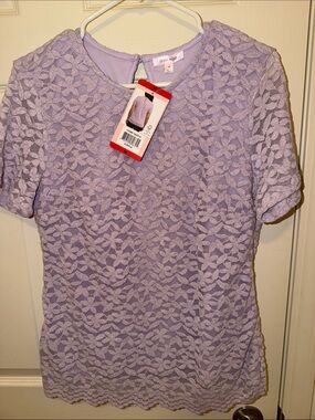 a new day Lavender Lace Short Sleeve Blouse